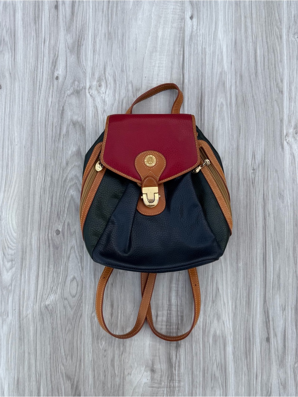 La Tour Eiffel 1887 colorblock leather convertible mini backpack.
